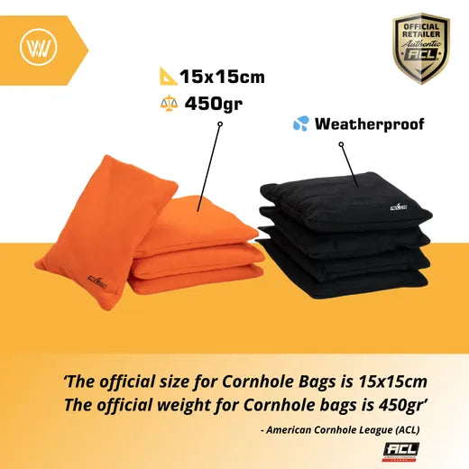 2x4 Cornhole Bags ACL REC - Granulaat vulling - Oranje/Zwart Cornhole Bags Wicked Wood Games
