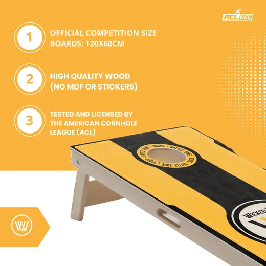 BATTLE ZONE - Cornhole Set - 2 Boards - Goedgekeurd door de American Cornhole League (ACL REC) Cornhole sets Wicked Wood Games