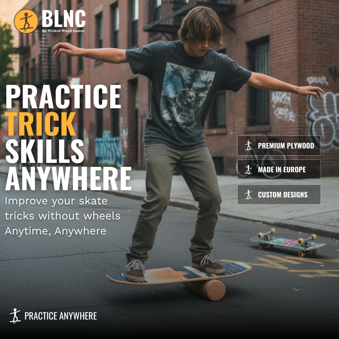 BLNC Balance Boards - SKATE Style - WW Balance Design - Incl Roller Balance Boards Wicked Wood Games